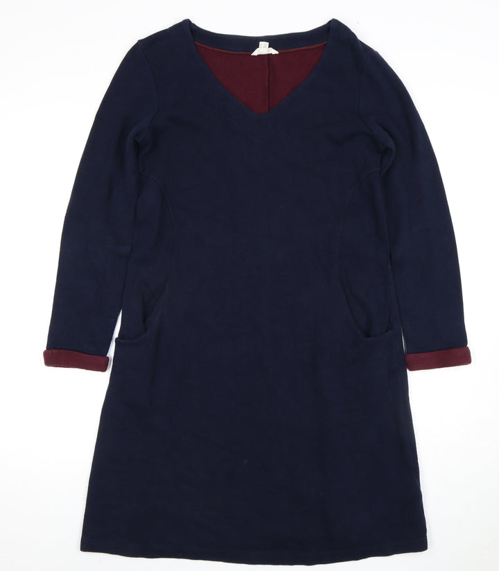 White Stuff Women's Blue V-Neck Shift Dress Size 10