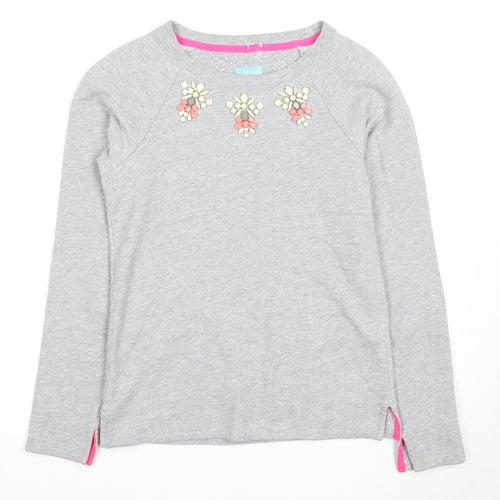 Joules Women's Grey Long Sleeve Beaded T-Shirt 2XS