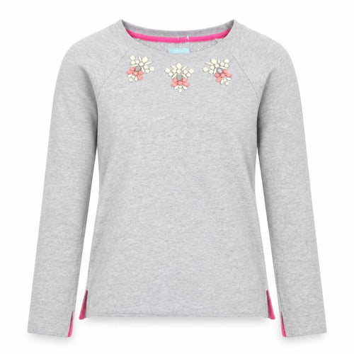 Joules Women's Grey Long Sleeve Beaded T-Shirt 2XS