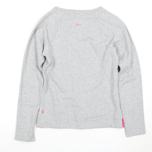 Joules Women's Grey Long Sleeve Beaded T-Shirt 2XS