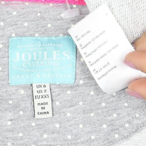 Joules Women's Grey Long Sleeve Beaded T-Shirt 2XS