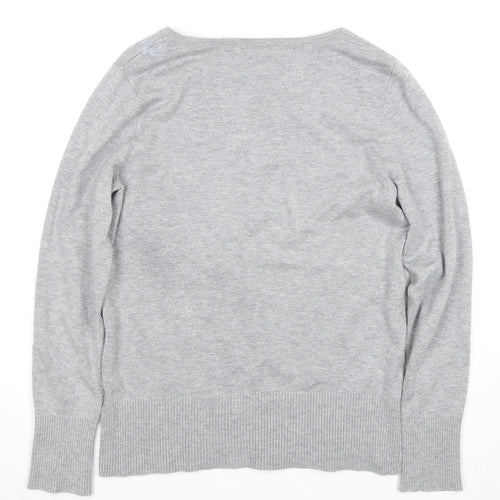 Marks and Spencer Women's Grey Button-Up V-Neck Top