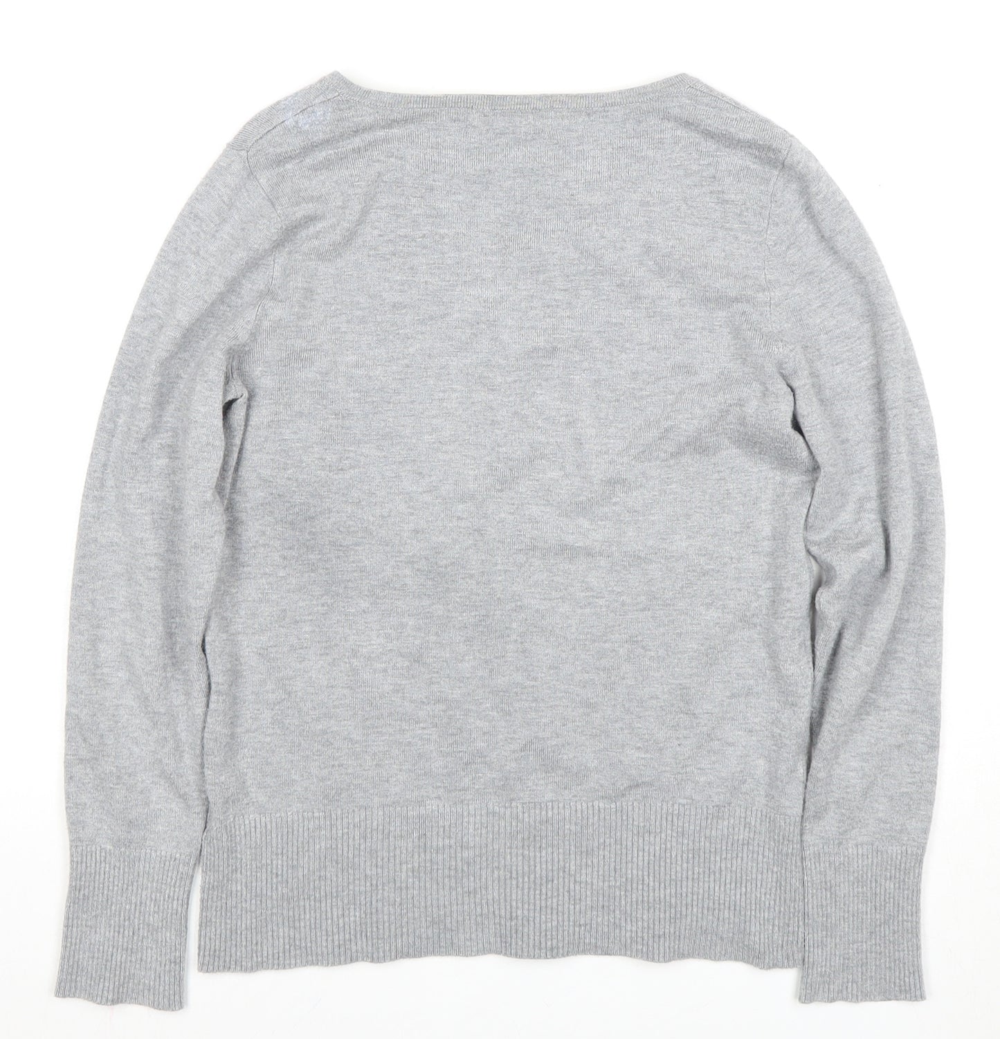 Marks and Spencer Women's Grey Button-Up V-Neck Top