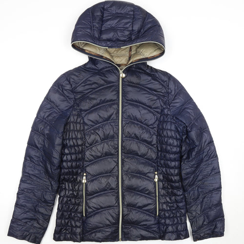 Jandy Women's Blue Puffer Jacket, Size S, Hooded, Casual
