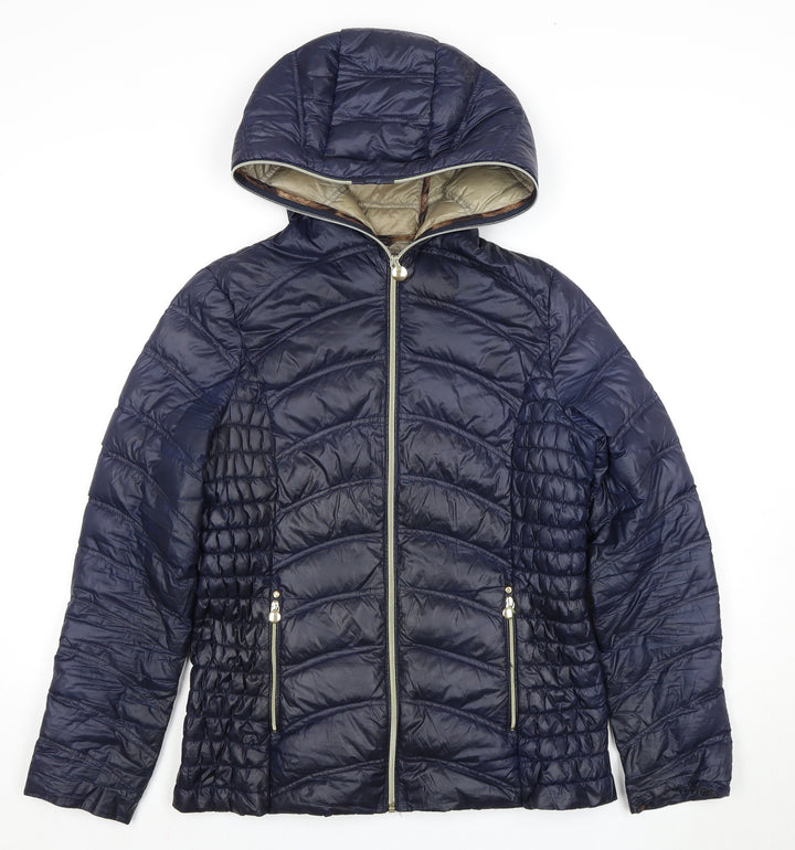Jandy Women's Blue Puffer Jacket, Size S, Hooded, Casual