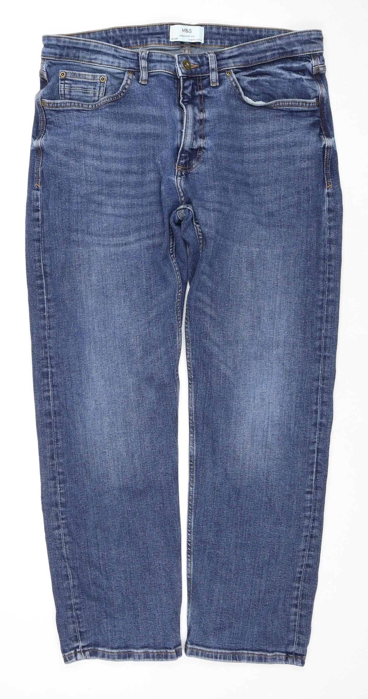 Marks and Spencer Men's Blue Straight Jeans Size 34 Regular
