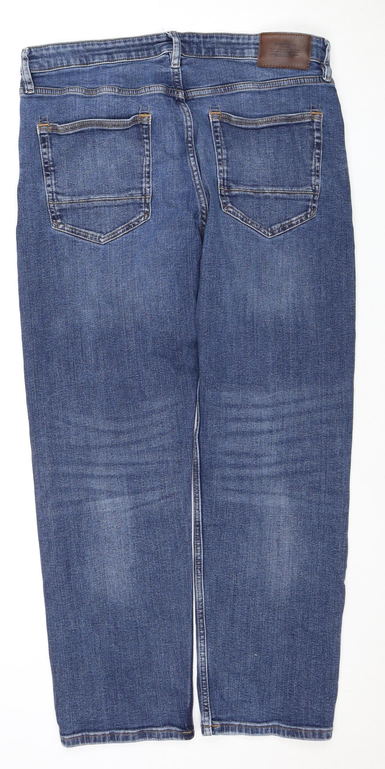 Marks and Spencer Men's Blue Straight Jeans Size 34 Regular