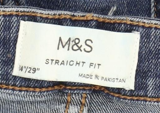 Marks and Spencer Men's Blue Straight Jeans Size 34 Regular