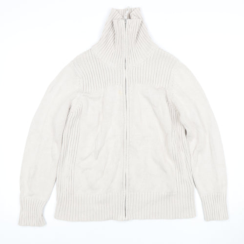 Marks & Spencer Women's Beige Full Zip Roll Neck Jumper