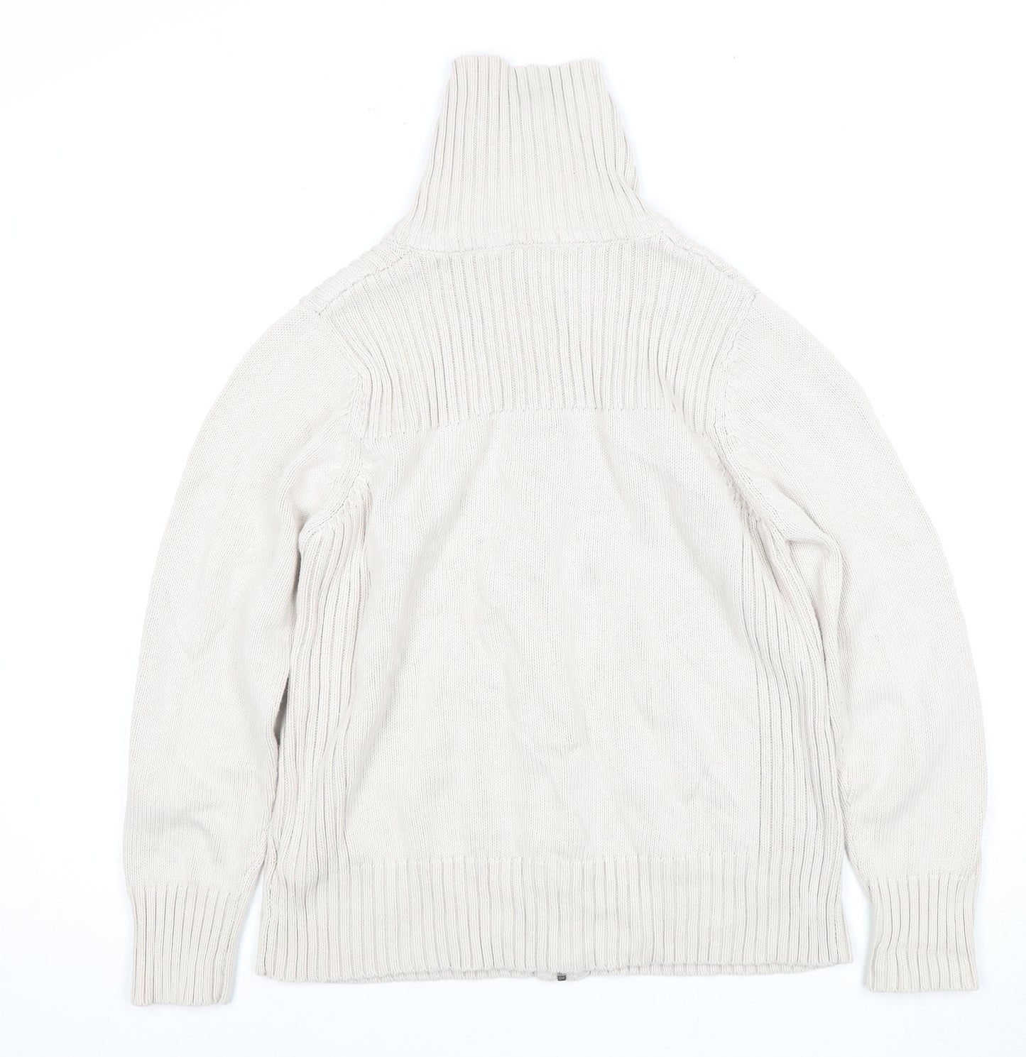 Marks & Spencer Women's Beige Full Zip Roll Neck Jumper