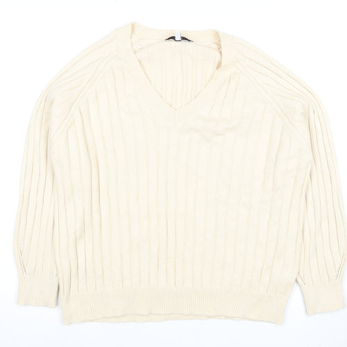 Next Women's Ivory V-Neck Pullover Jumper Size 14
