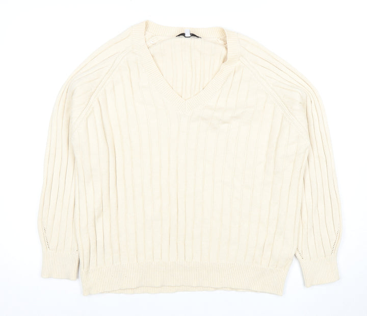Next Women's Ivory V-Neck Pullover Jumper Size 14