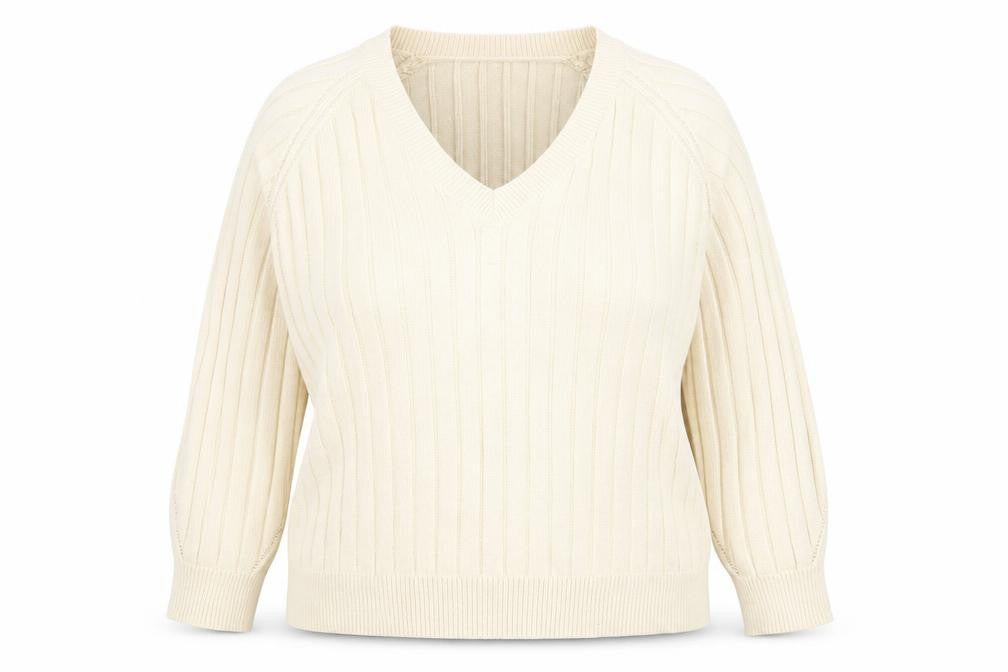 Front view of Next Women's Ivory V-Neck jumper, size 14