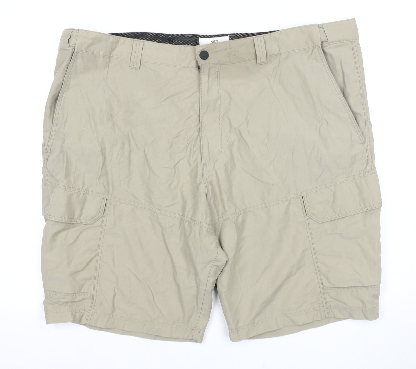 Marks and Spencer Men's Beige Cargo Shorts - Size 44