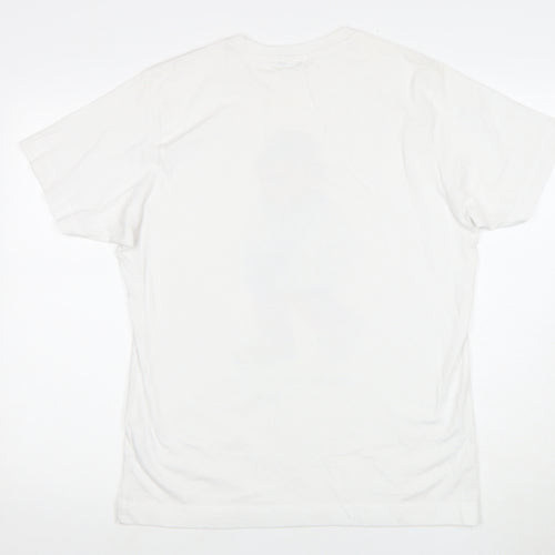 Sneaky Men's M White Graphic Print T-Shirt, Cotton Casual