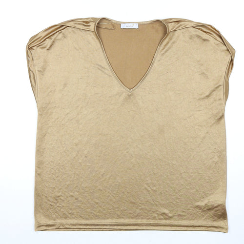 Marks and Spencer Women's Brown V-Neck T-Shirt Size 16