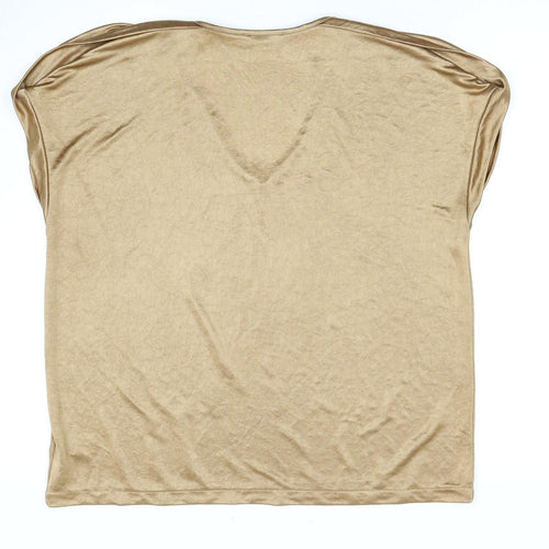 Marks and Spencer Women's Brown V-Neck T-Shirt Size 16
