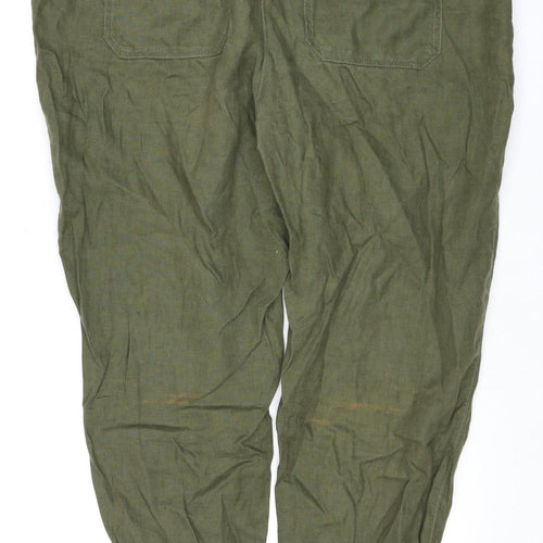 Next Women’s Green Linen Cargo Trousers - Size 16