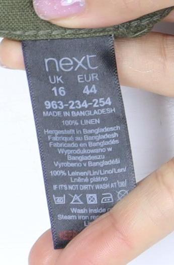 Next Women’s Green Linen Cargo Trousers - Size 16