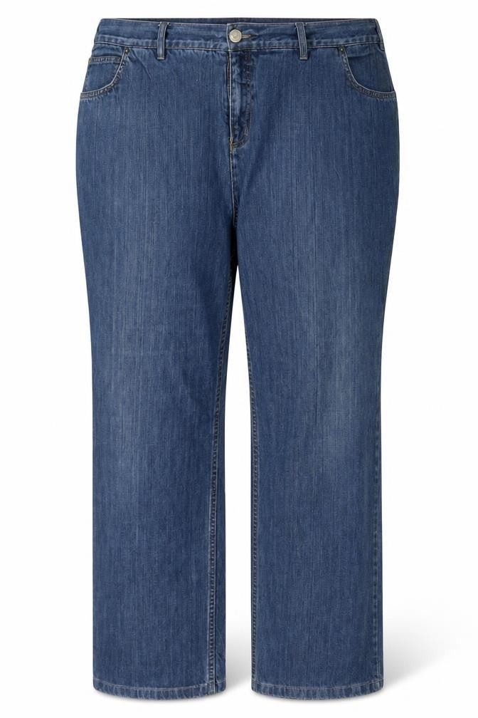 Front view of Lands' End Women's Blue Straight Plus Jeans