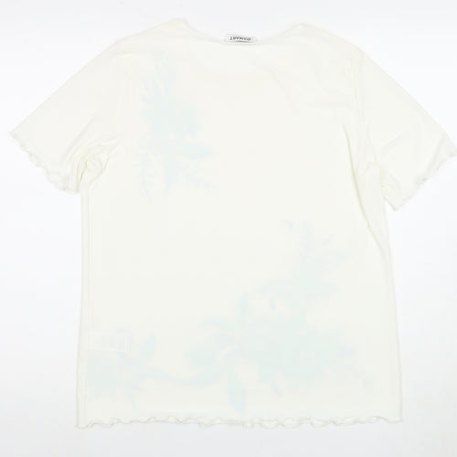 Damart Women's White Floral T-Shirt, Size 12, Embroidered Detail