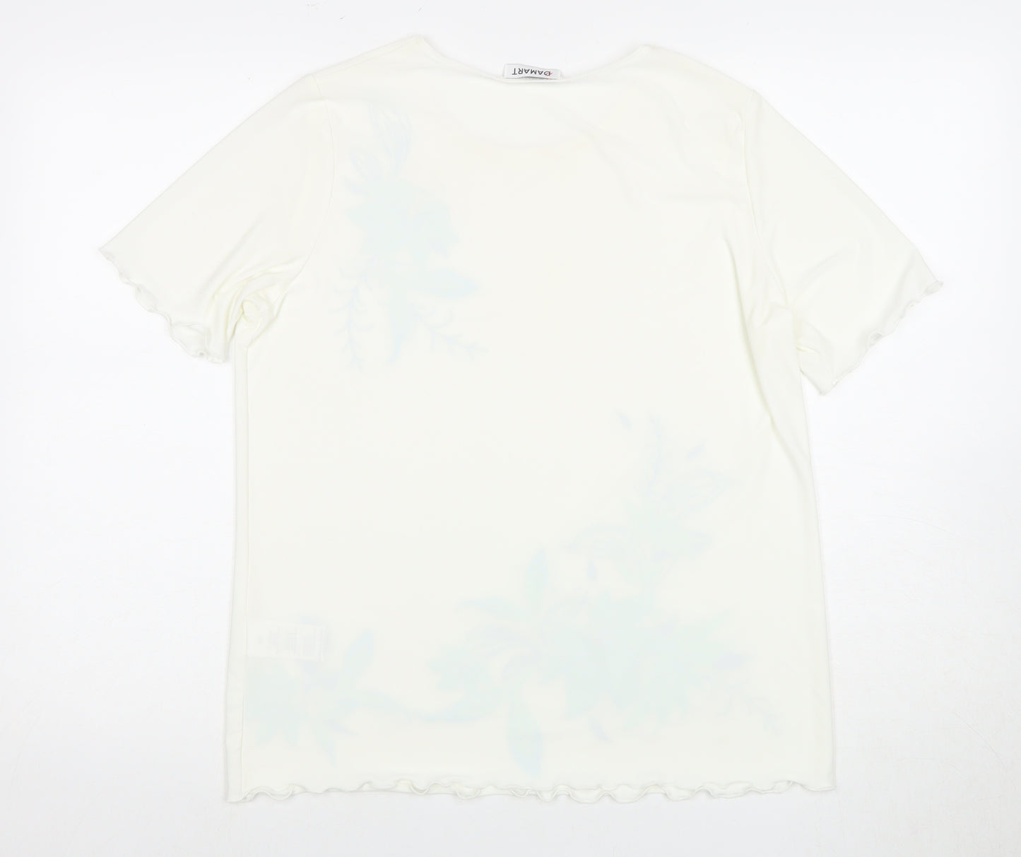 Damart Women's White Floral T-Shirt, Size 12, Embroidered Detail