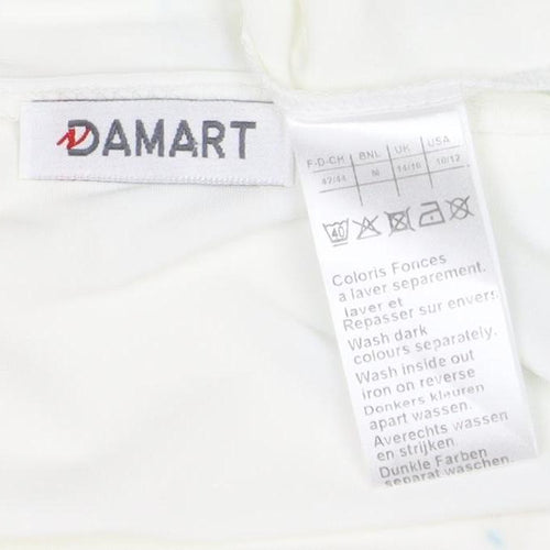 Damart Women's White Floral T-Shirt, Size 12, Embroidered Detail