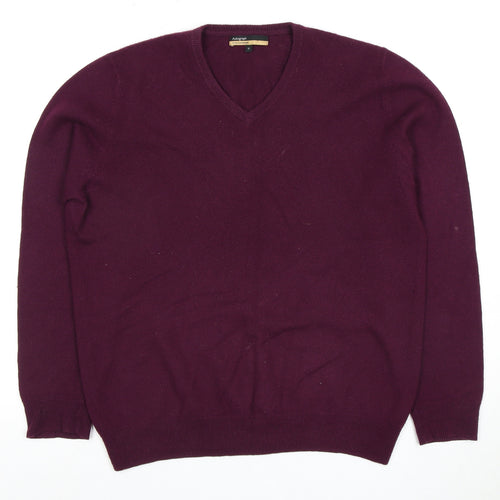 Autograph Men's Purple Cashmere V-Neck Jumper M