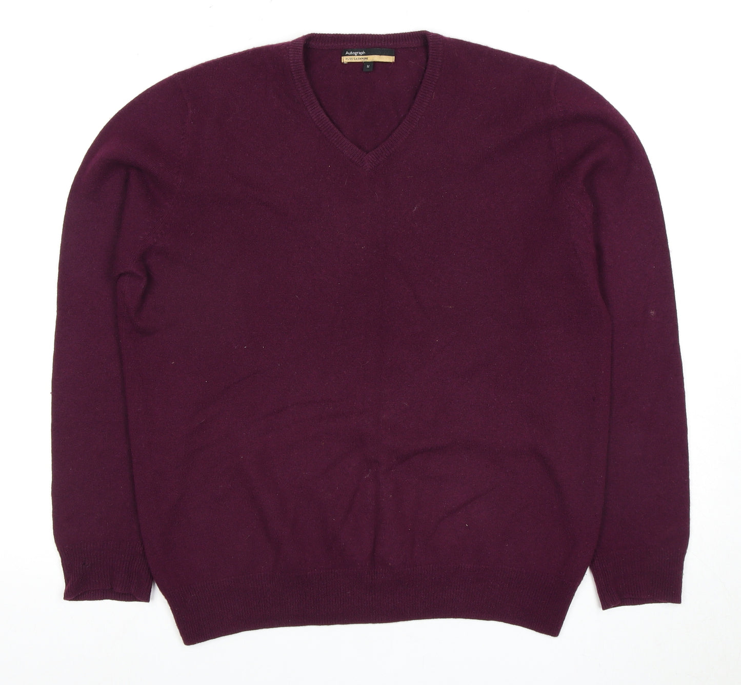 Autograph Men's Purple Cashmere V-Neck Jumper M