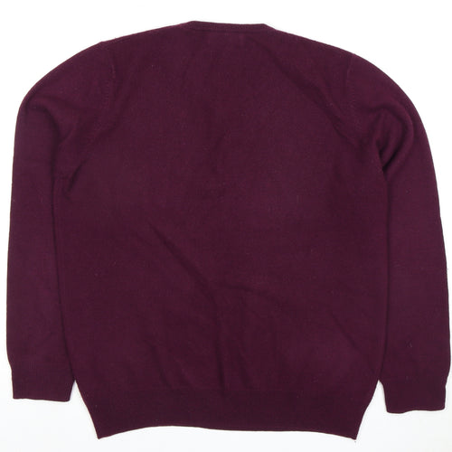 Autograph Men's Purple Cashmere V-Neck Jumper M