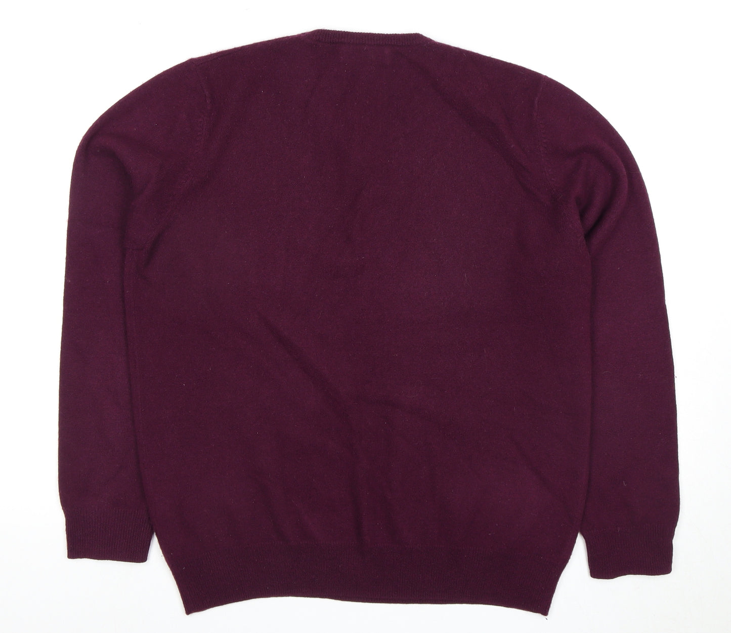 Autograph Men's Purple Cashmere V-Neck Jumper M