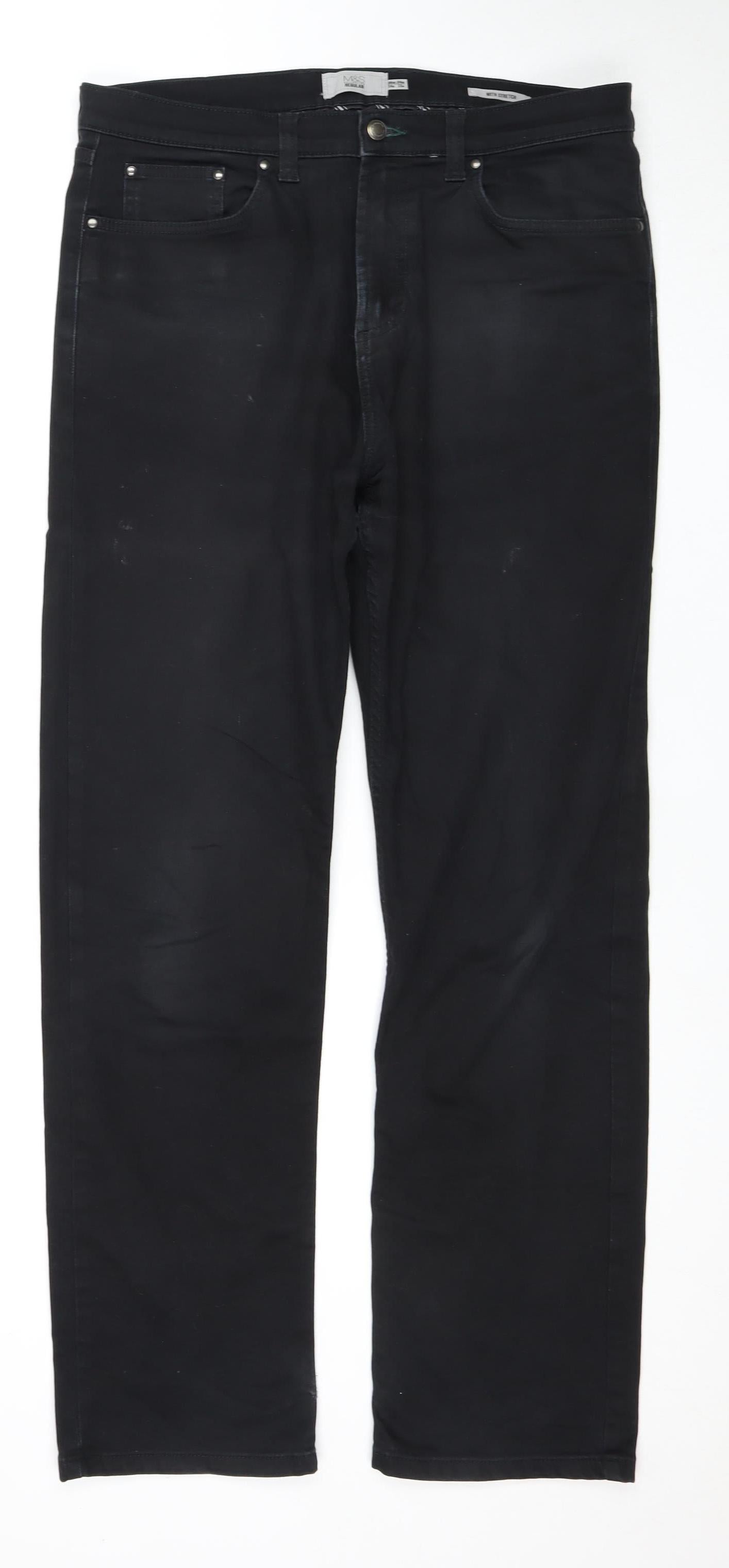 Marks and Spencer Men's Black Straight Jeans 34