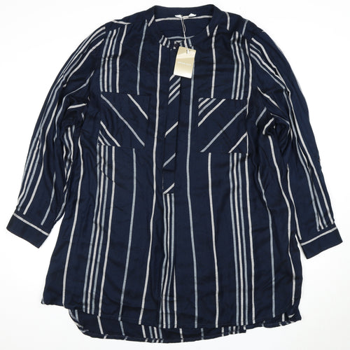 Anthology Women's Blue Striped Button-Up Shirt UK 24