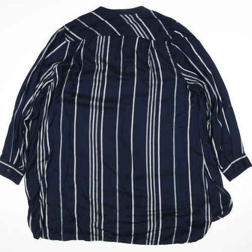 Anthology Women's Blue Striped Button-Up Shirt UK 24