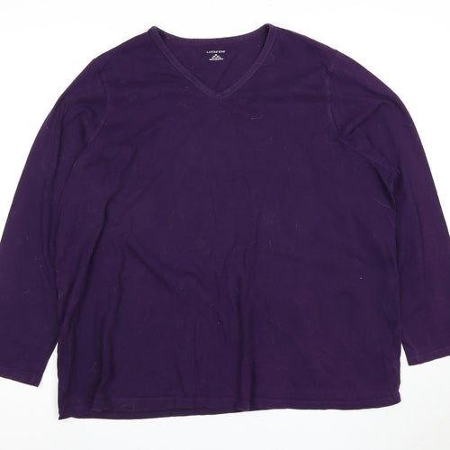 Lands End Women's Purple V-Neck Cotton T-Shirt 2XS