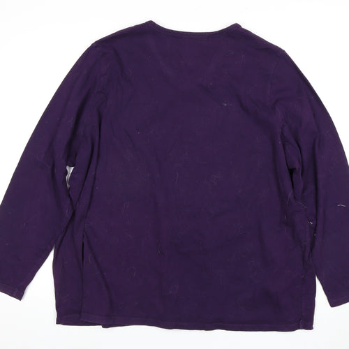 Lands End Women's Purple V-Neck Cotton T-Shirt 2XS