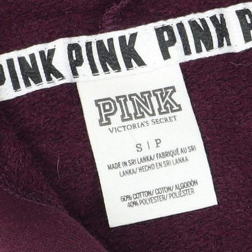 PINK Women's Purple Full Zip Hoodie, S, Sequin Accents