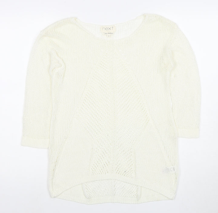 Next Women’s Ivory Open-Knit Pullover Jumper Size 10