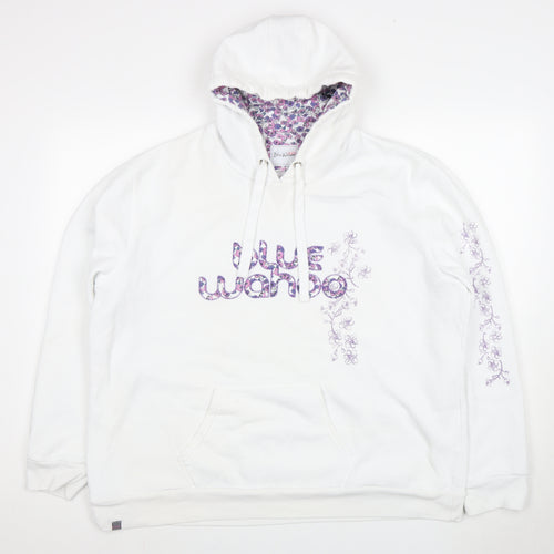 Blue Water White Womens Floral Pullover Hoodie Size 20
