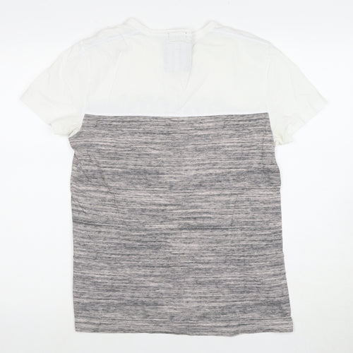 Hollister Men's S White Grey Cotton T-Shirt with Logo