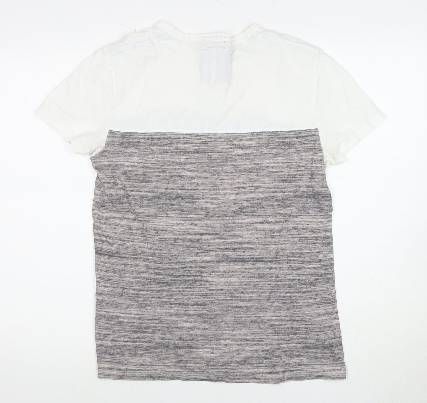Hollister Men's S White Grey Cotton T-Shirt with Logo