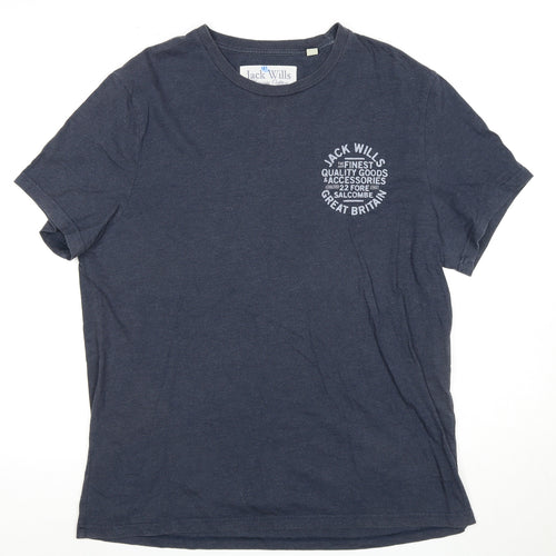 Jack Wills Men's Blue XL T-Shirt with Logo