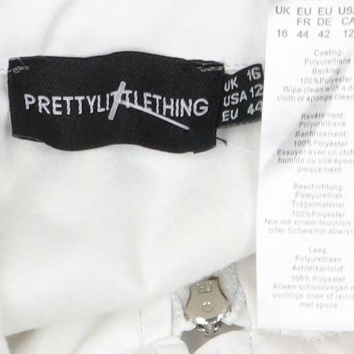 PrettyLittleThing Women's White Yellow Biker Jacket UK 12