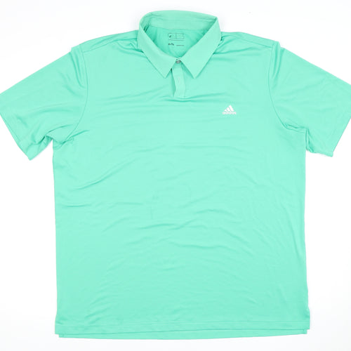 Adidas Men's Green XL Striped Golf Polo Shirt