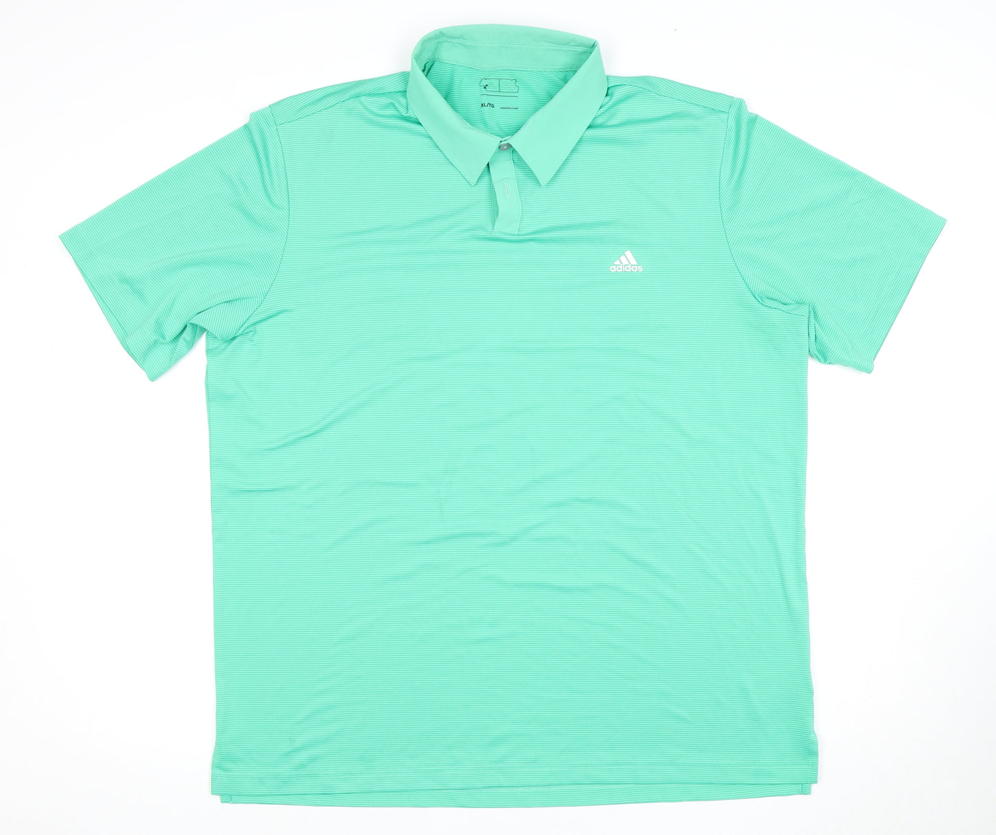 Adidas Men's Green XL Striped Golf Polo Shirt
