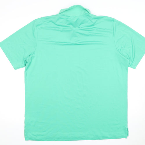 Adidas Men's Green XL Striped Golf Polo Shirt