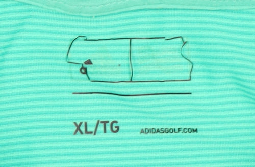 Adidas Men's Green XL Striped Golf Polo Shirt