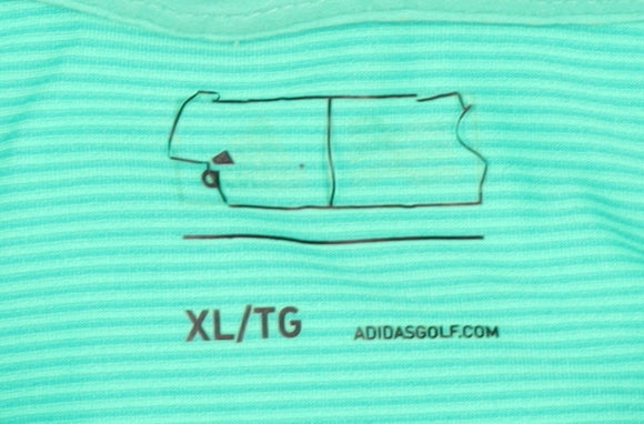 Adidas Men's Green XL Striped Golf Polo Shirt