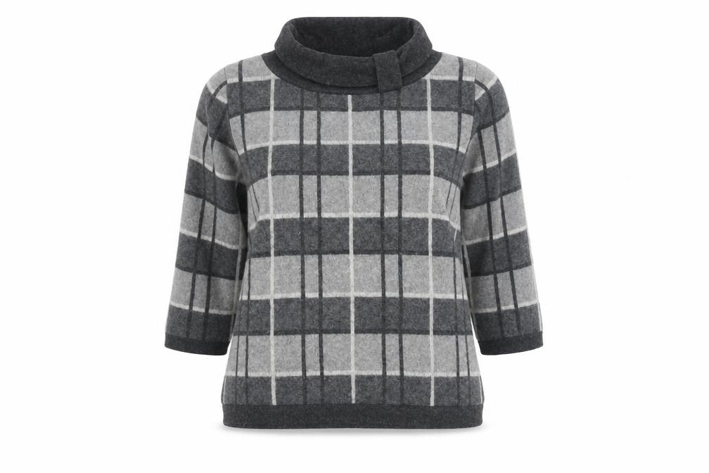 Front view of Viyella Women's Grey Check jumper XL