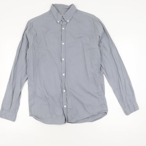 Jack & Jones Men's Grey Casual Shirt M, 100% Cotton, Button-Down
